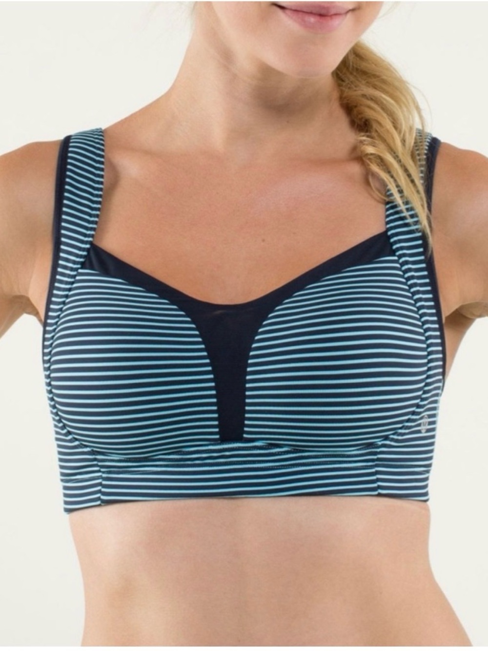 lululemon athletica Navy & Light Blue Striped Supportive Sports Bra